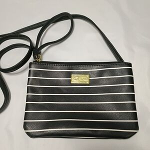 Luv Betsey by Betsey Johnson black and white striped faux leather wristlet Bag